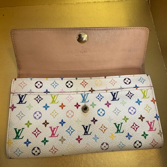 Louis Vuitton White Wallet with Multicolored Monogram